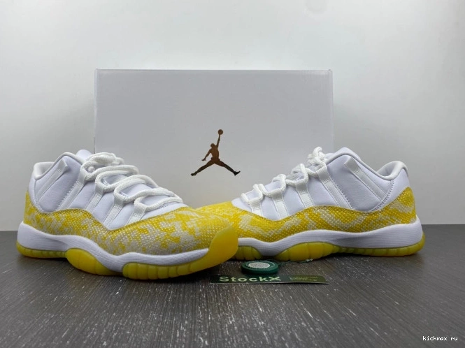 Cheap WMNS Yellow Low Jordan Snakeskin Air 11 AH7860-107 0821